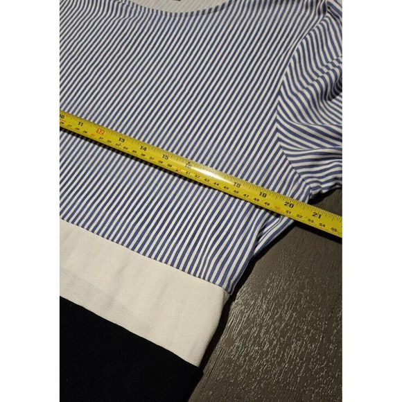 J JILL Striped Color Block Tunic Dress Shift Blue White Black Small Pullover - Picture 3 of 6